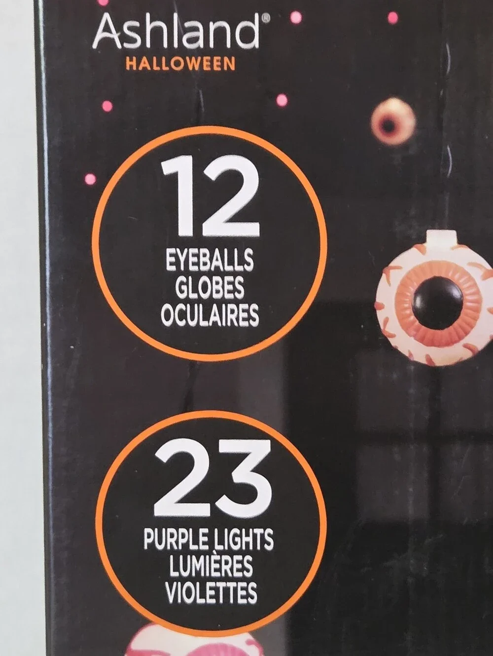 Ashland Halloween Eyeball Icicle Lights 2 Boxes 23 Purple 12 Eyeballs ea 717676